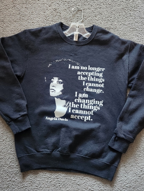Jerzees Tops - ANGELA DAVIS Women's Sweatshirt Small Black Crew Neck Social Change Vintage